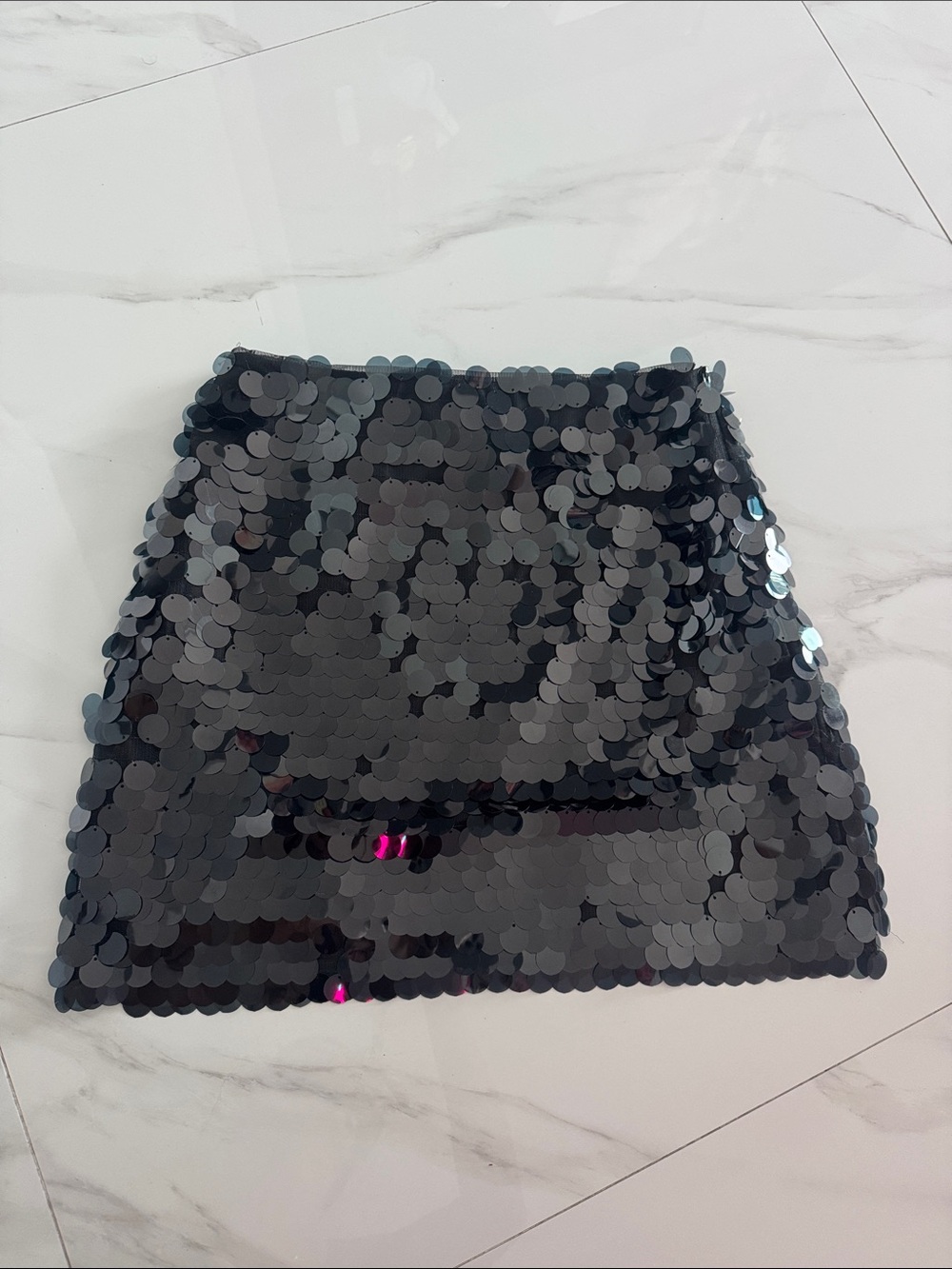 Wayf black disc sequin skirt